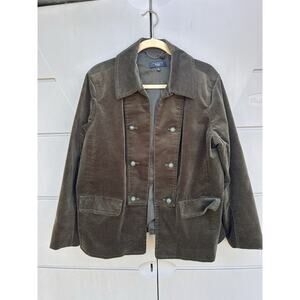 Talbot's Olive Velvet Military Inspired Jacket Sz 16W Steampunk Boho Festival
